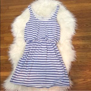White and Blue Striped Summer Mini Dress
